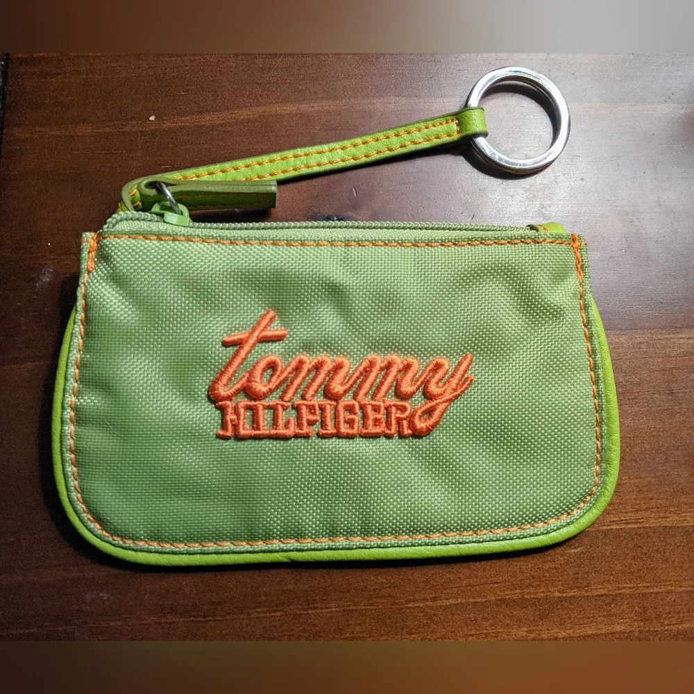 Tommy Hilfiger Vintage Y2K/Aughts Lime Green Embroidered Coin Purse Keychain